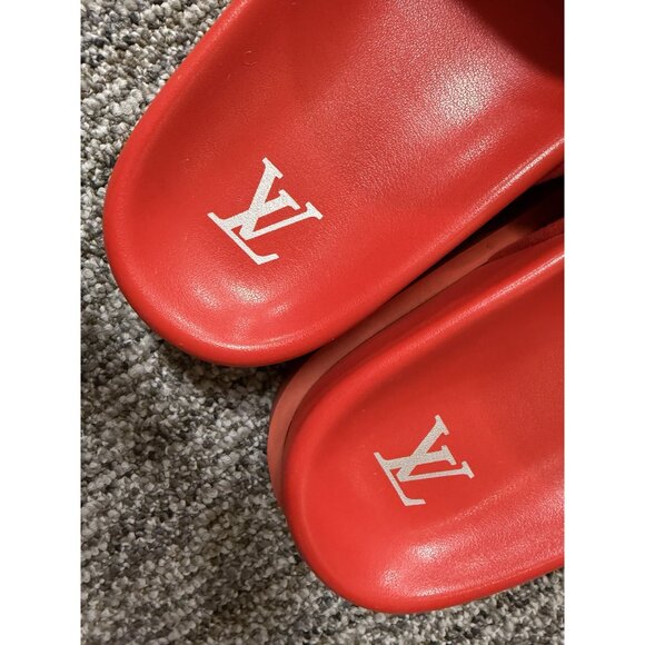 Louis Vuitton Red Monogram Slide Sandals Size 8.5 - Picture 4 of 7